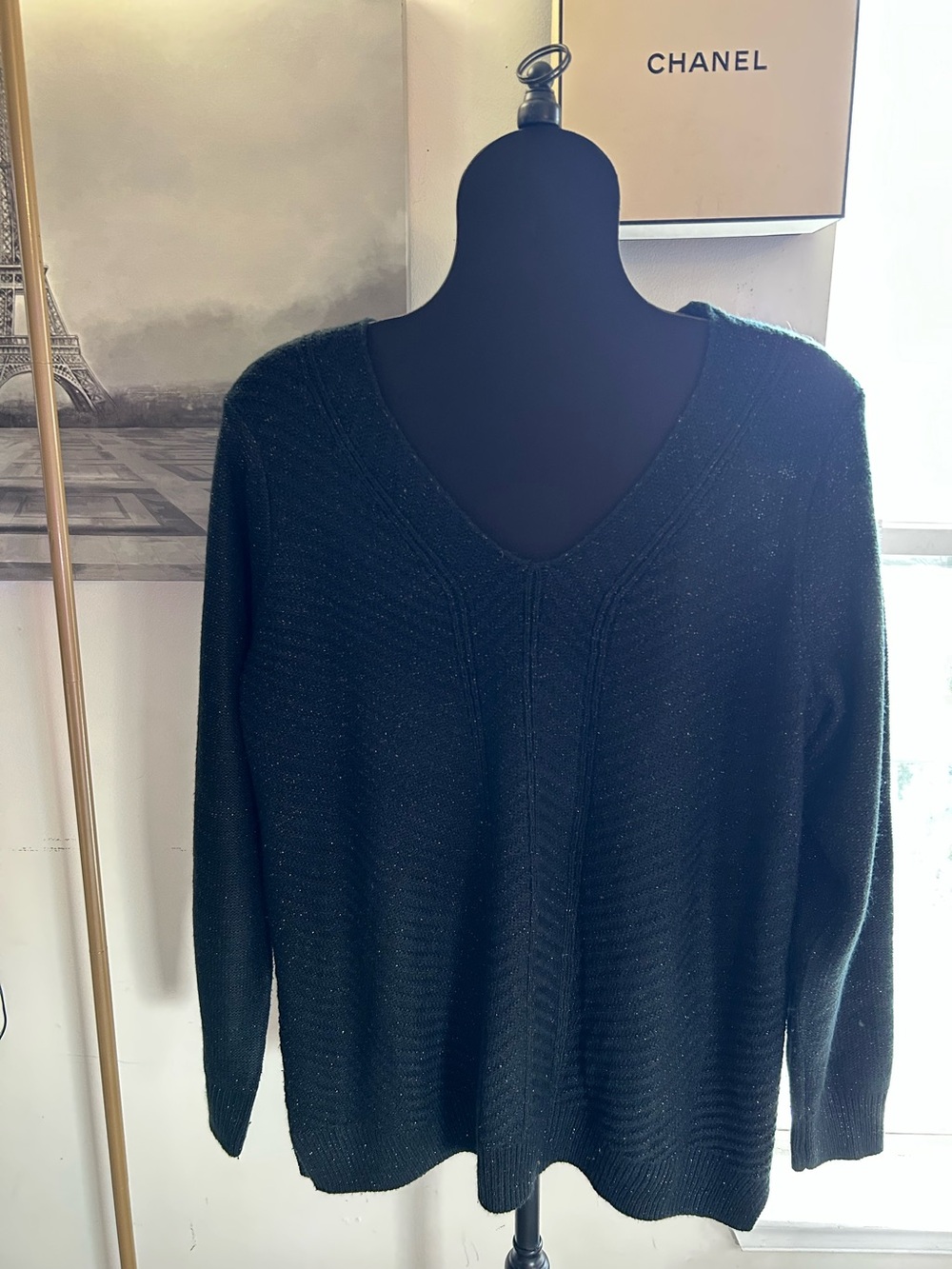Plus size Ava & Viv lite weight sparkle black sweater